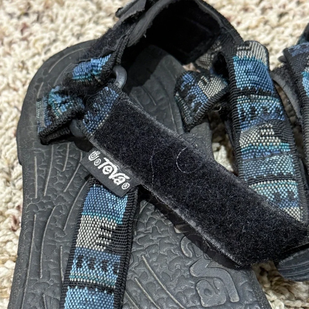 Teva Hurricane Mens Sandals Blue Grey Geometric Webbing Straps Sport Hiking 10